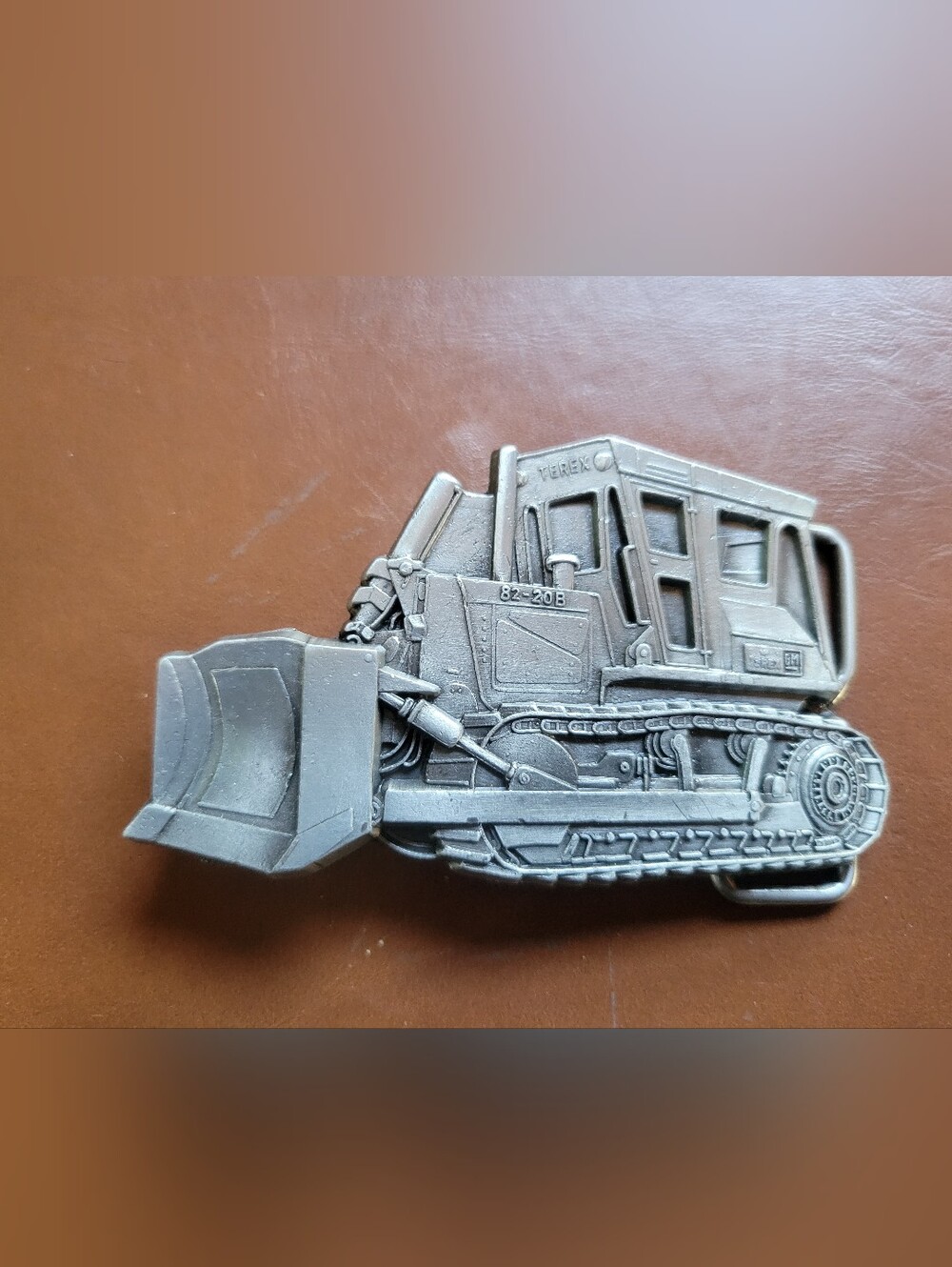 Rare Vintage 1980 Terex GM 82-20B Crawler Bulldozer Pewter Belt Buckle Promo